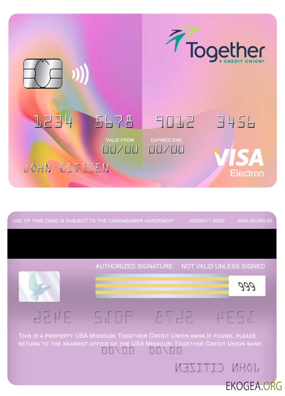 USA Missouri Together Credit Union carte électronique visa bancaire